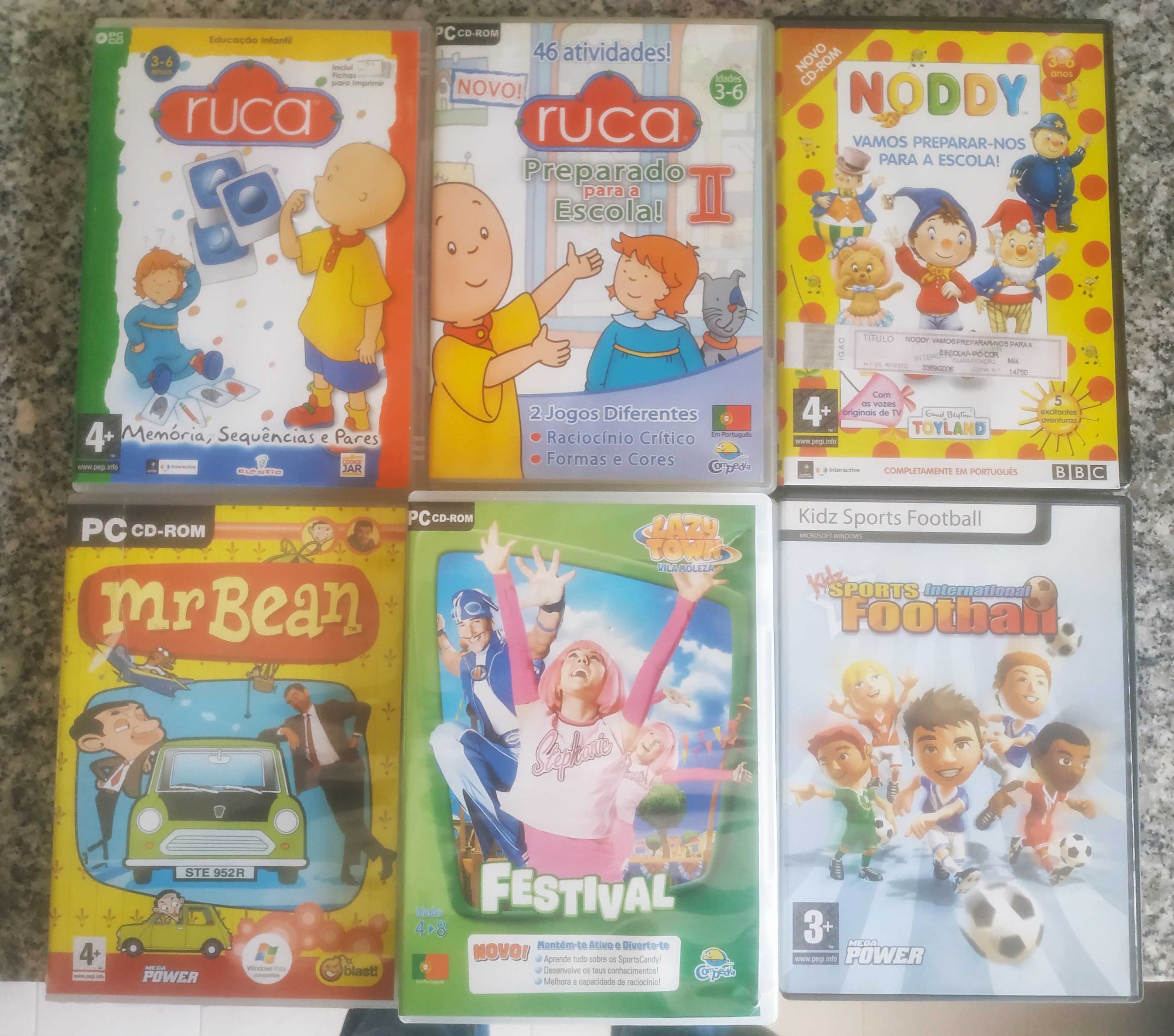 DVDs de animação e música e jogos PC para crianças