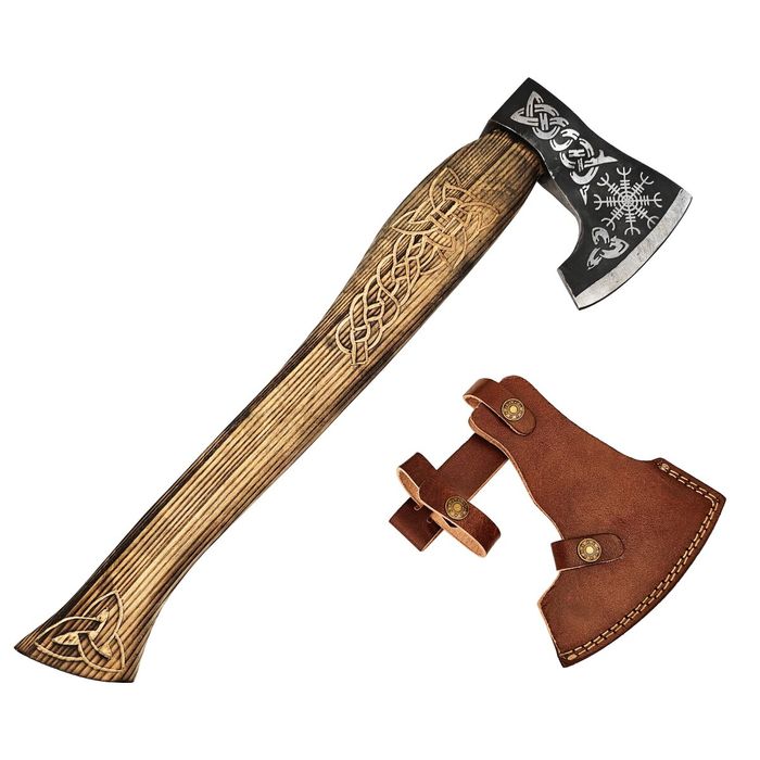 Topór Wikingów Aegishjalmur Z Pochwą Skórzaną