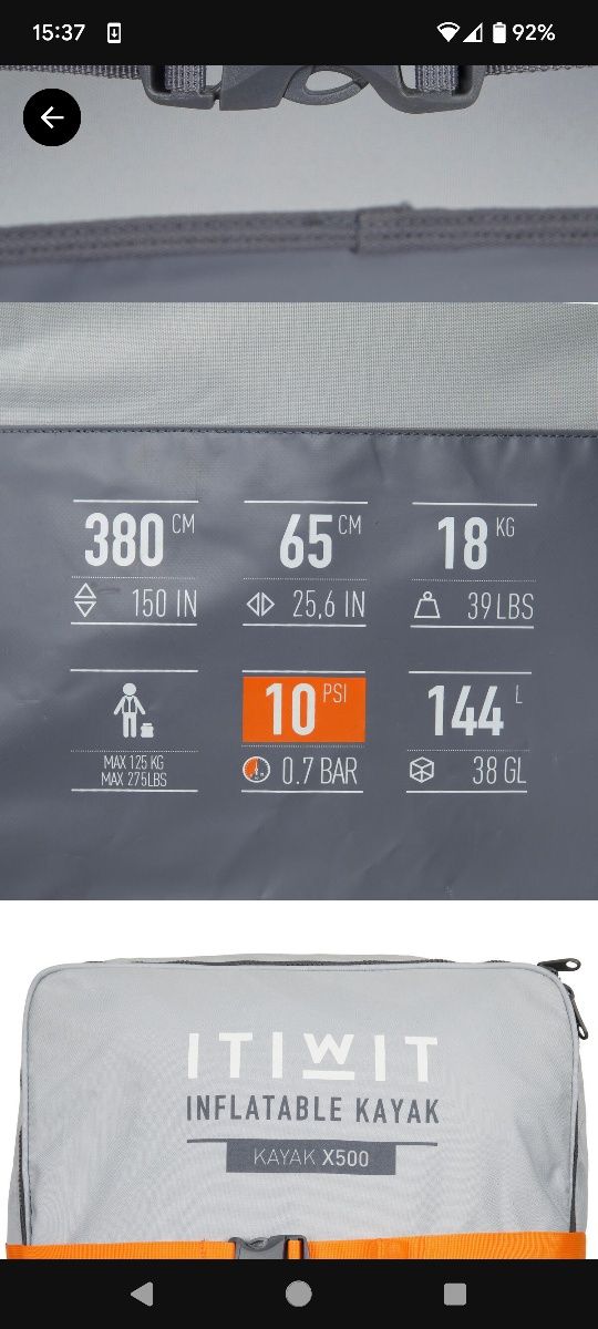 Kayak insuflável Itiwit X500