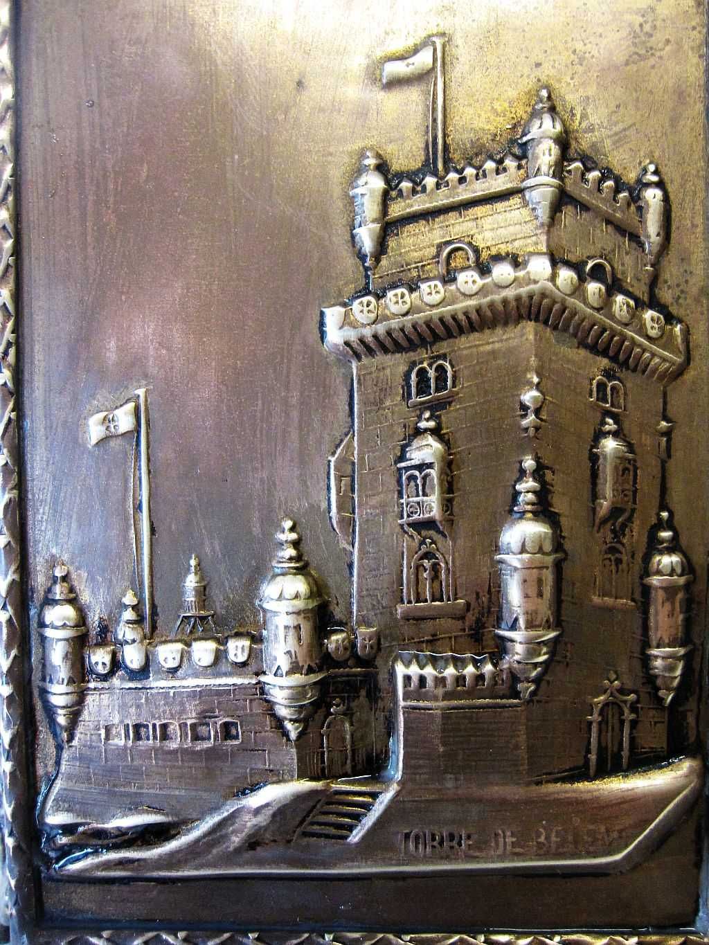 fantástico antigo porta blocos em bronze - motivo Torre de Belém