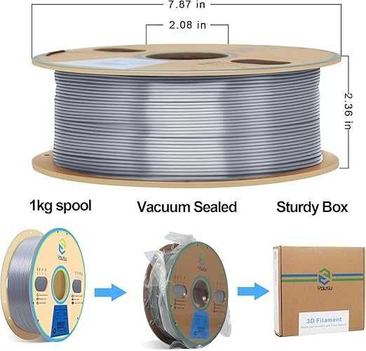 YOUSU Filament PVB 1,75 mm do Drukarek 3D i Długopisów 3D 1kg. Srebrny
