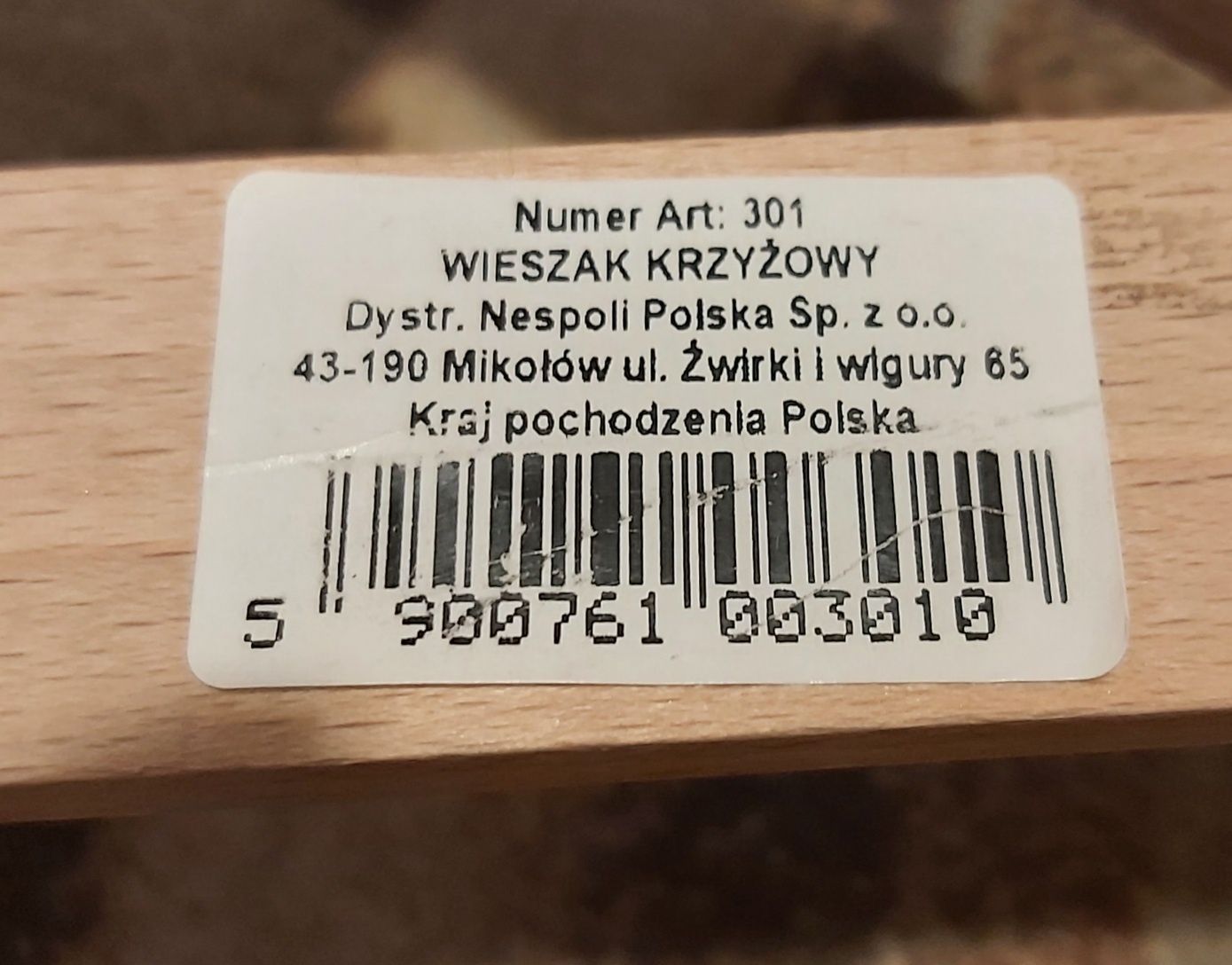 Wieszak krzyżowy drewniany art nr. 301