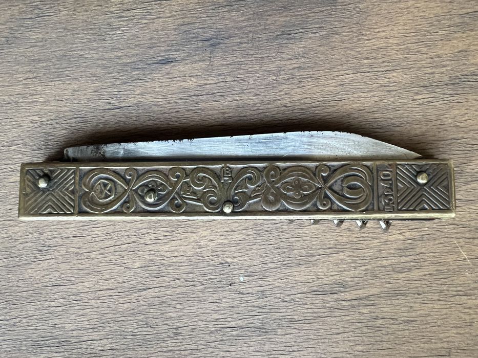 Перочинный складной нож знак качества ссср латунные накладки мультитул