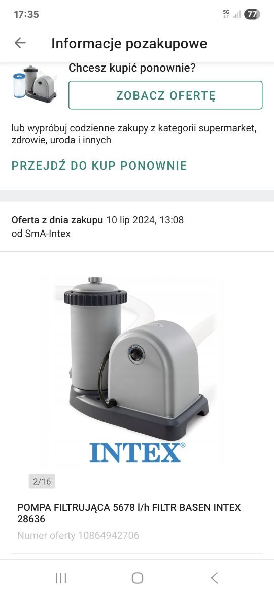 Pompa filtrującą INTEX