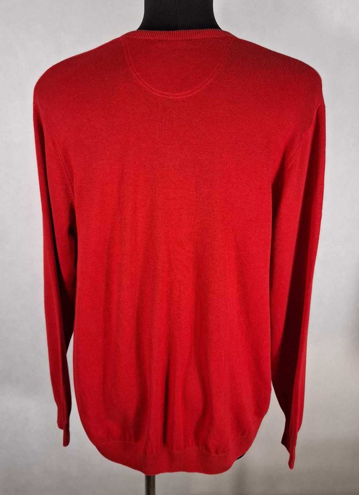 LACOSTE V-neck Sweter Męski Czerwony 7 XL Bawełna 100% Super Stan