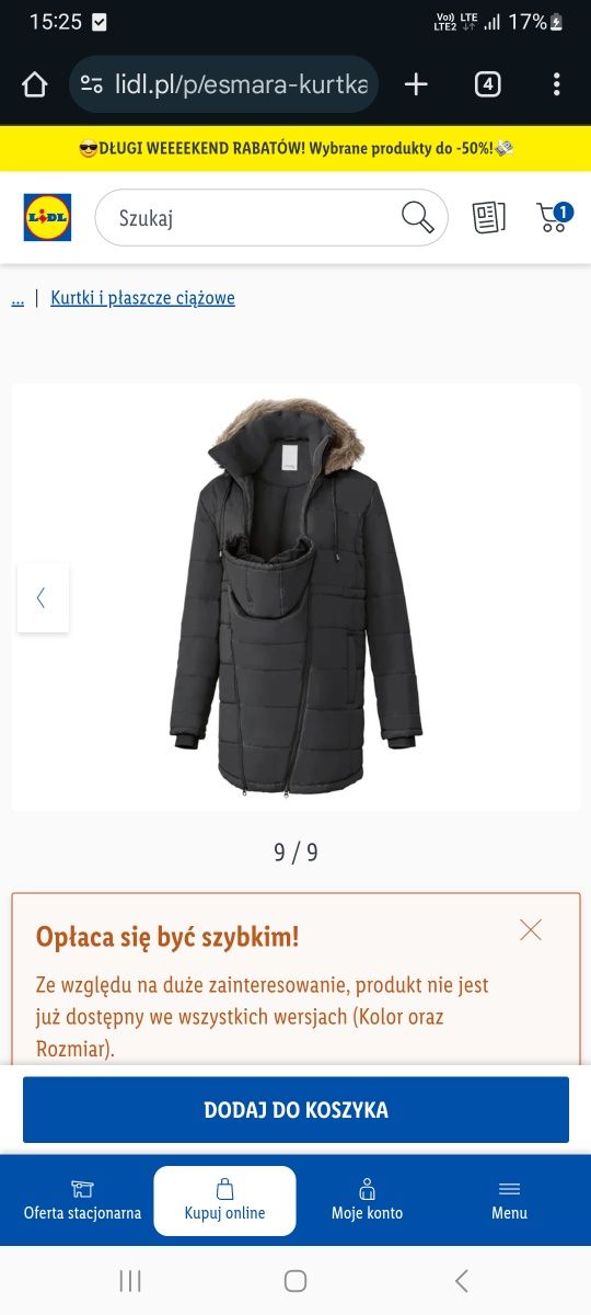 Kurtka ciążowa, z zamkiem błyskawicznym