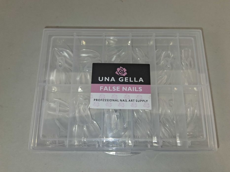 N178 Zestaw UNA GELLA Clear Almond Gel Tips Migdał Tipsy Żelowe