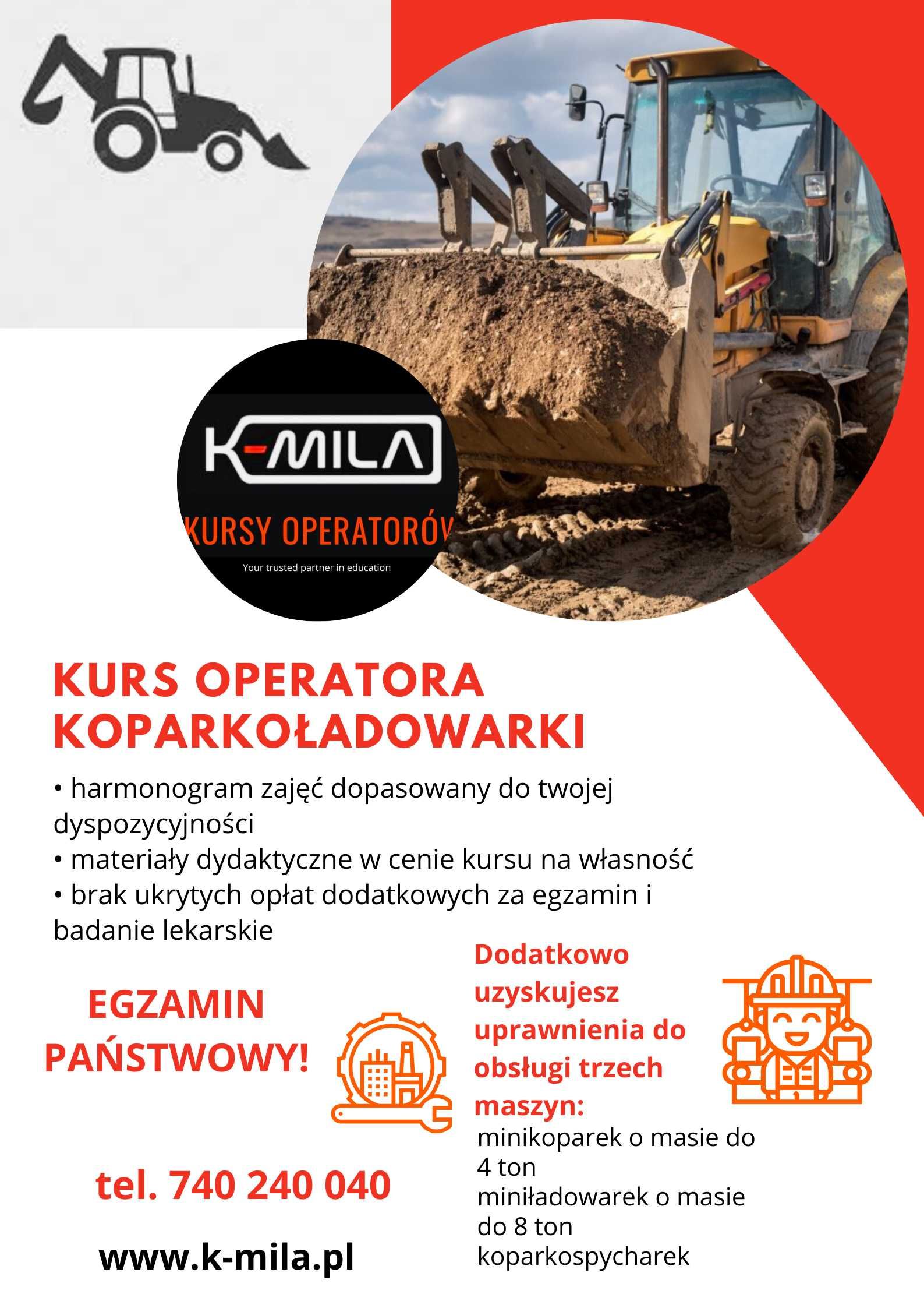 kursy na operatorów koparki, ładowarki, koparkoładowarki