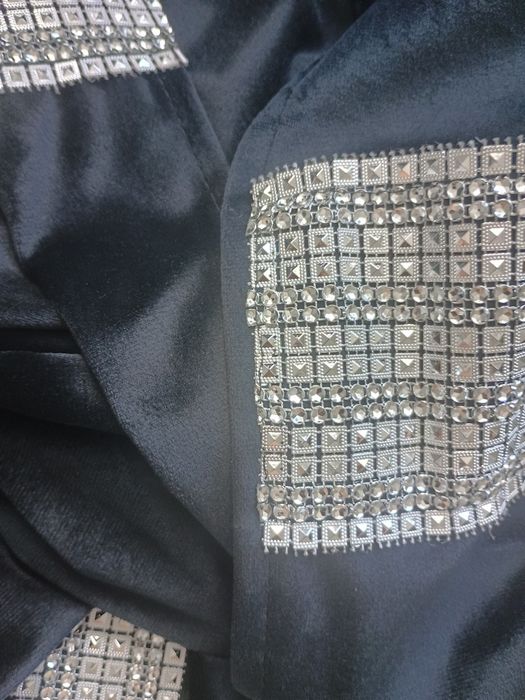 Zasłony welvet czarne aksamit grube cyrkonie glamour 140/270  2szt.