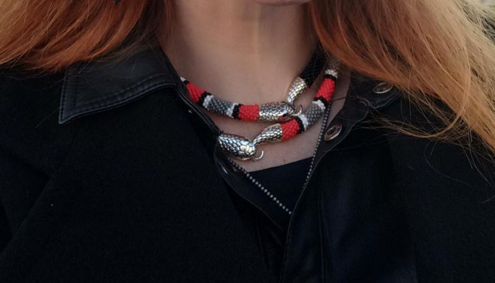 Кол'є чокер з бісеру змія "Аспід"