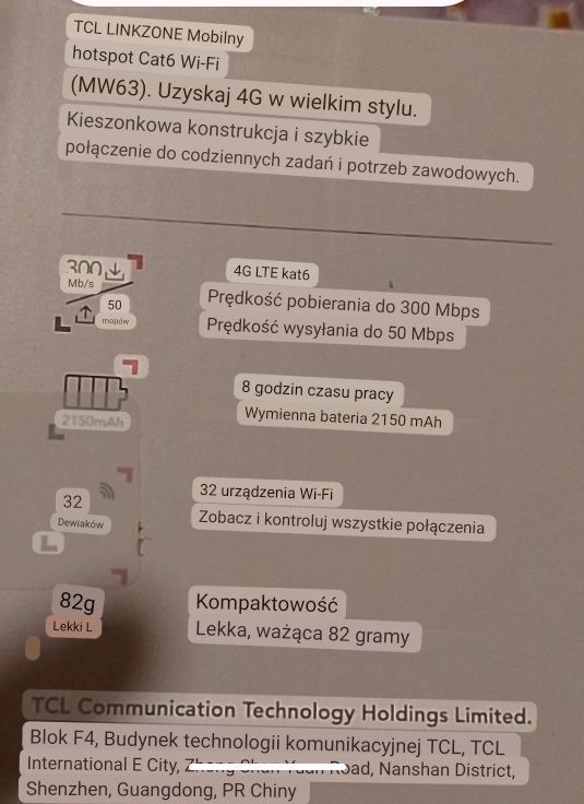 TCL LINKZONE mobilne Wi-Fi