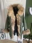 Parka khaki z futrem
