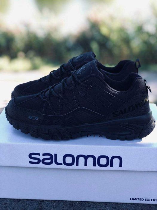 Мужские термо кроссовки саломон черные водонепроницаемые красовки
