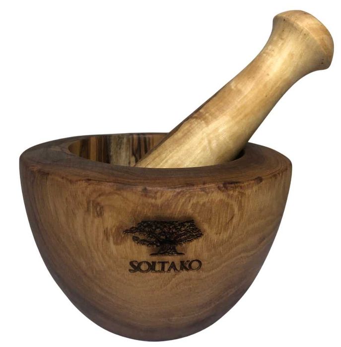 SOL19 Moździerz Z Drewna Oliwnego Z Tłuczkiem Drewno Oliwne 11cm