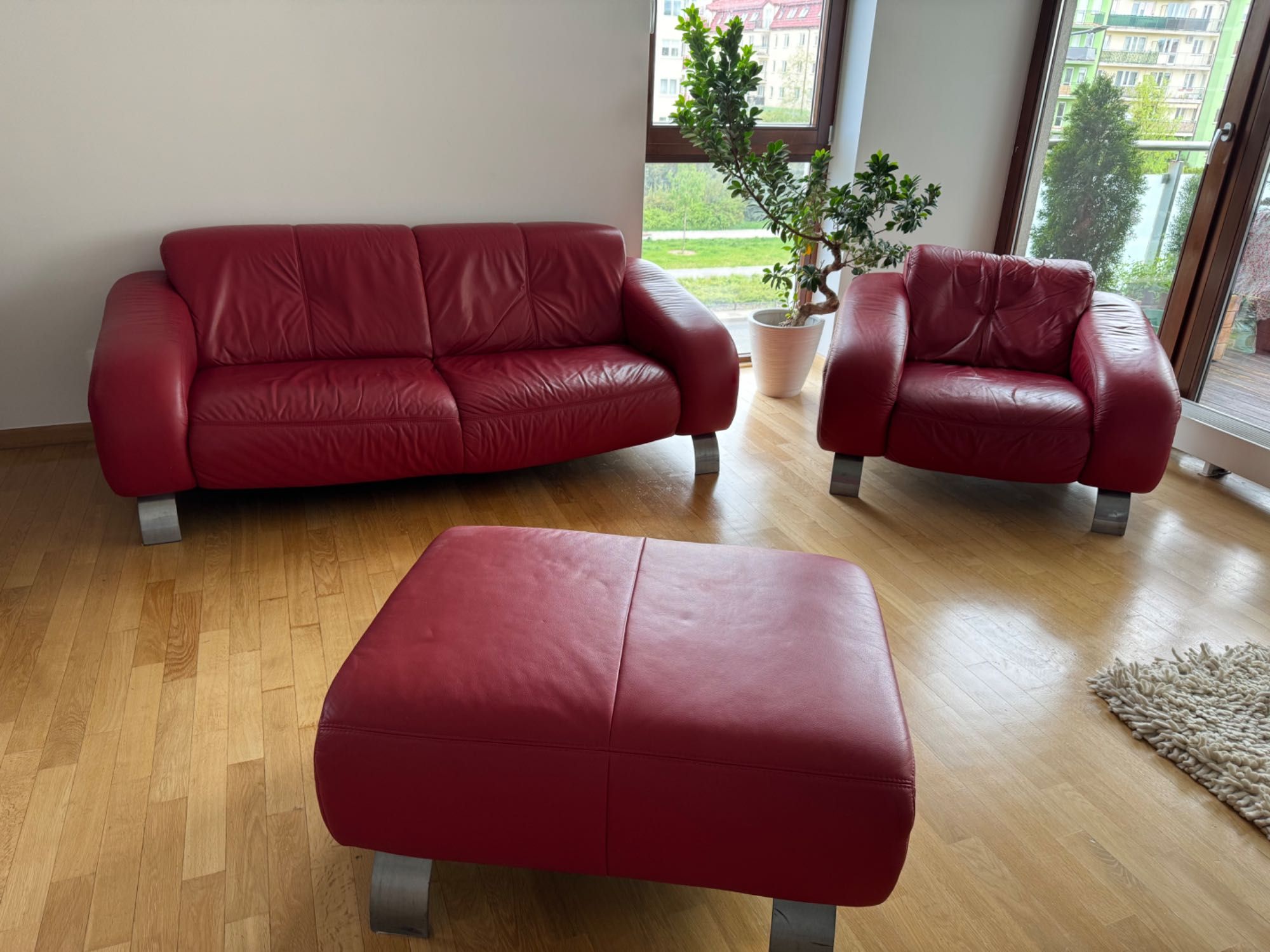 Sofa skórzana fotel pufa