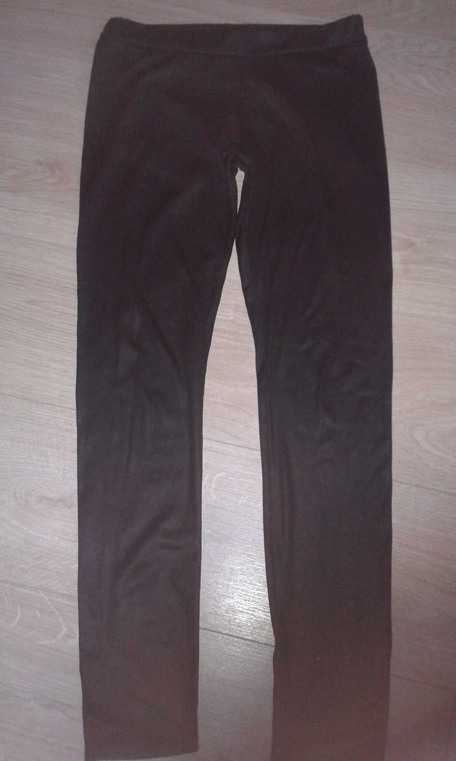 M/L 38/40 Getry ocieplane leginsy zimowe czarne ciepłe gładkie skórka