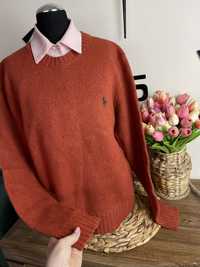 Sweter damski merino wool  Ralph Lauren pomarańczowy rozmiar L