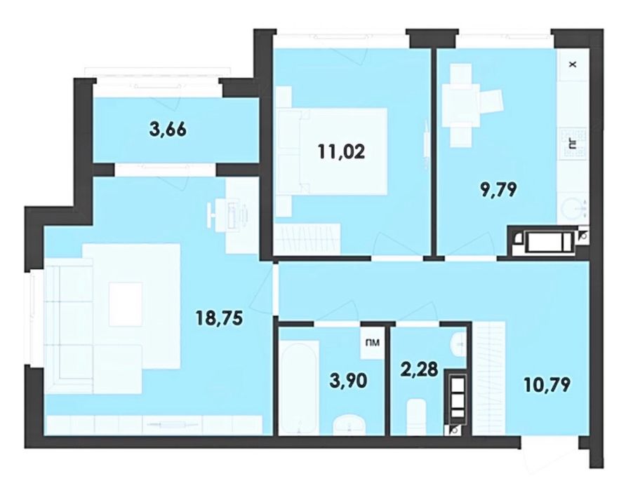 Продам двухкомнатную в Ривер Сити