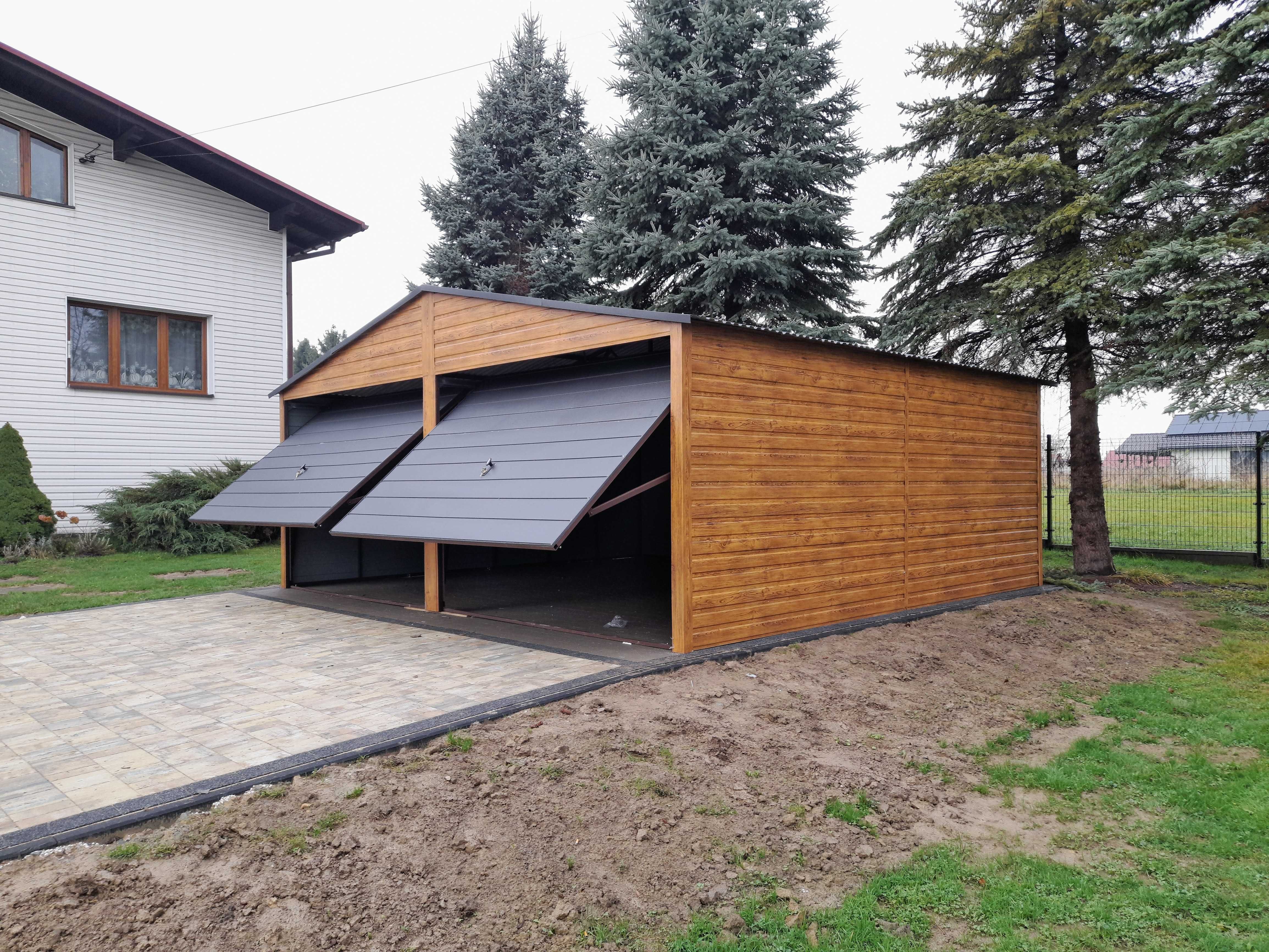 Garaż drewnopodobny  6x5 z dachem dwuspadowym