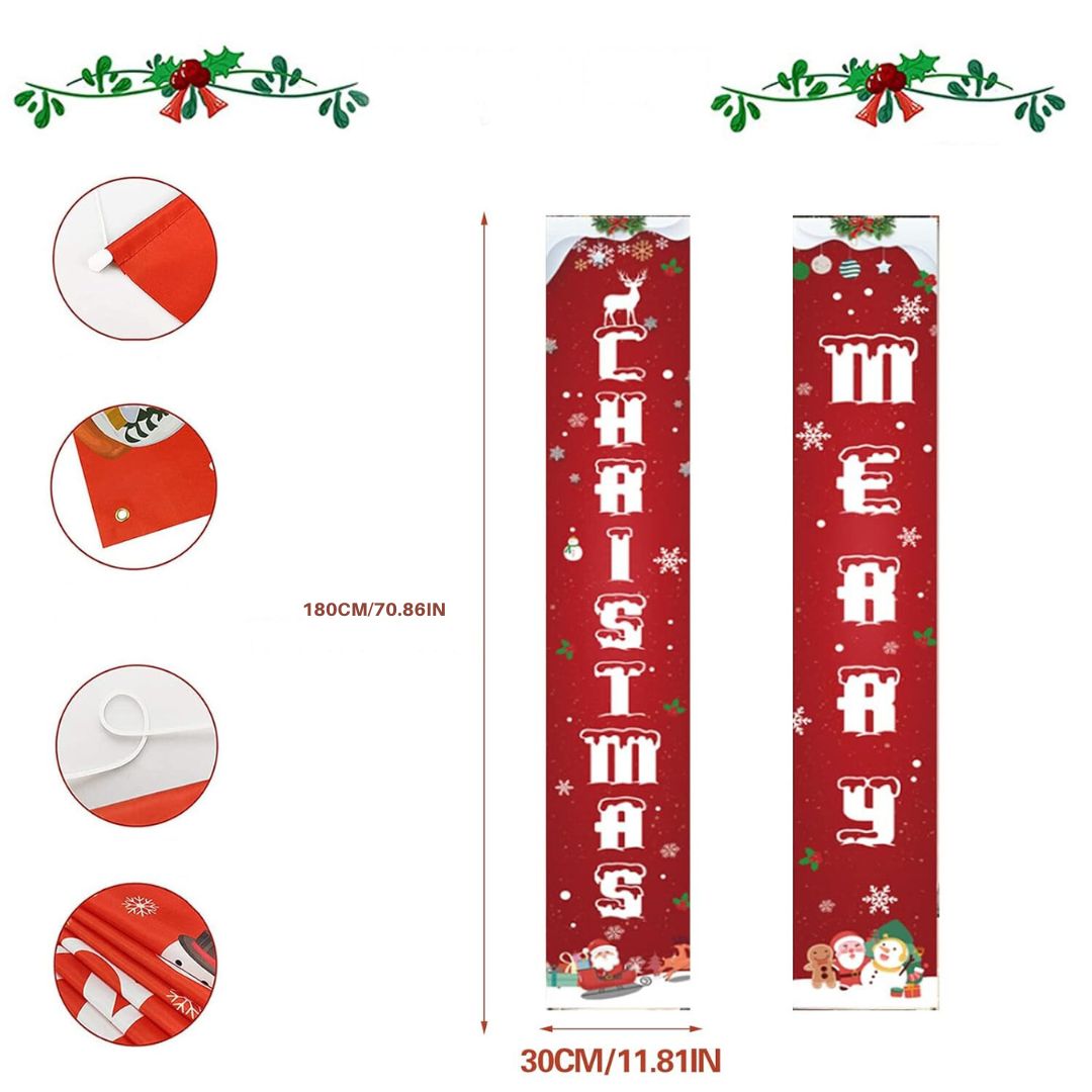 Baner Świąteczny Merry Christmas Dekoracja na Drzwi i Ściany 30x180 cm