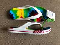 Вьетнамки Crocs Bayaband Tie-Dye Mania Flip, оригинал, М9, кроксы