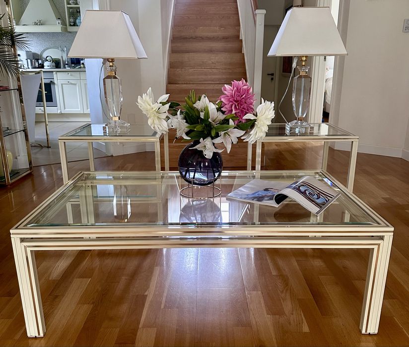 Pierre Vandel Paris komplet 3 stoliki projektowe art deco 1970r