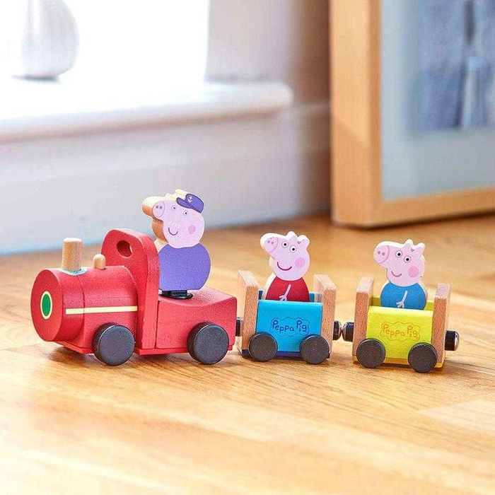 Дерев’яний ігровий набір Peppa Pig Паровозик дідуся свинки Пеппи новий