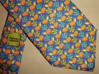 Nazareno Gabrielli LUX jedwabny krawat pomarańcze cytryny kwiaty