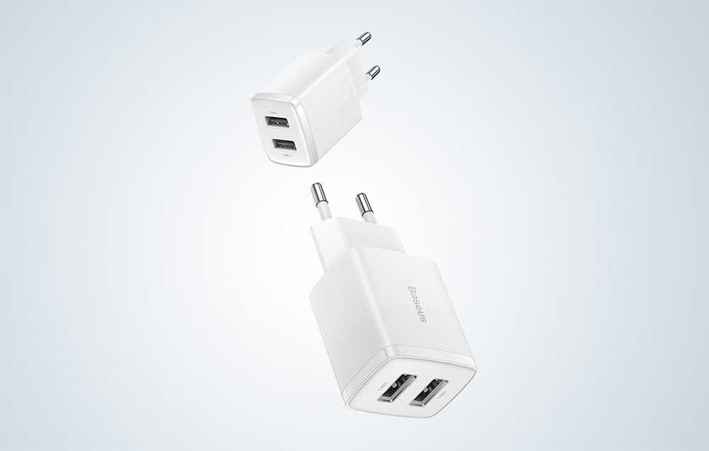 Baseus Compact Ładowarka Sieciowa 10,5W 2xUSB zdrowa dla baterii Wawa