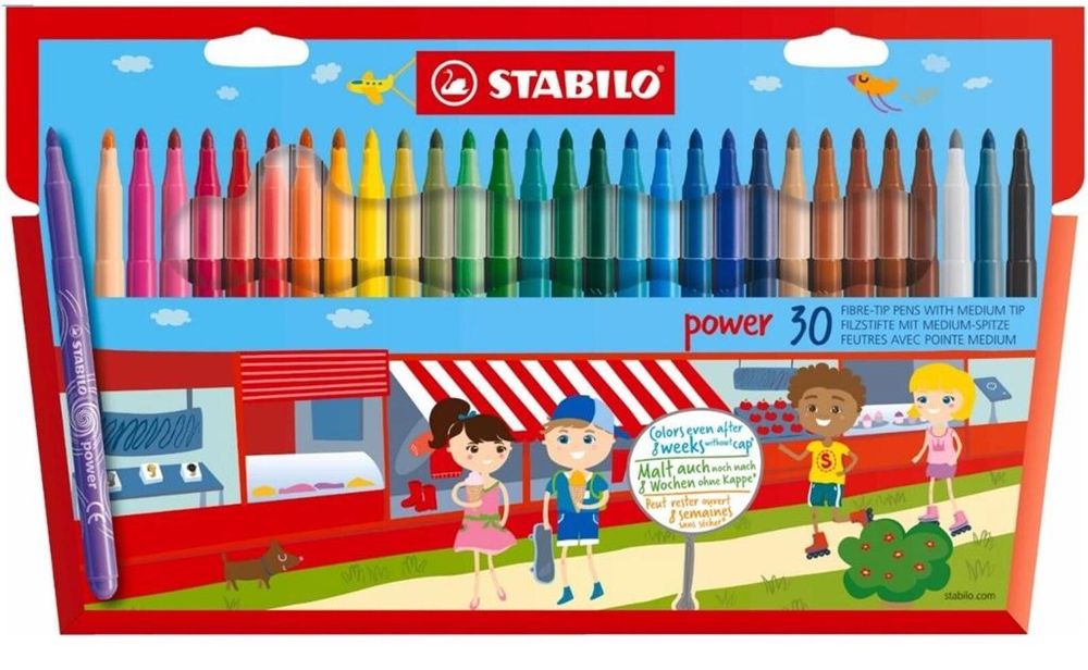 Flamastry Power 30 kolorów STABILO Stabilo blister,330x195 mm