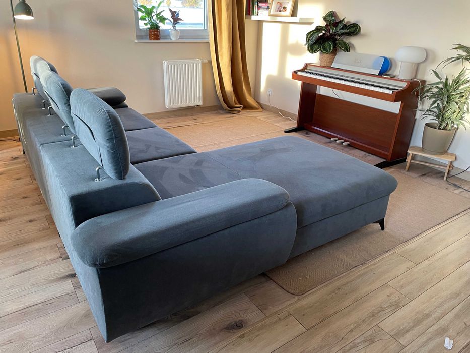 Narożnik SCALA z funkcją spania, rozkładane zagłówki Agata Meble