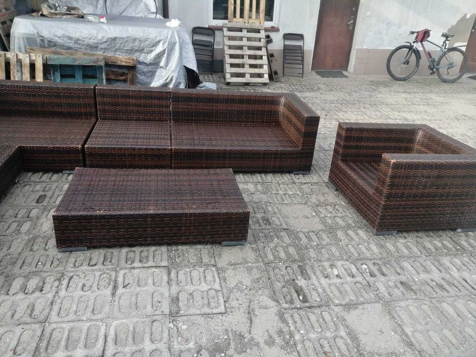 narożnik ogrodowy stół ława fotel meble na ogród ogrodowe XL poduszki