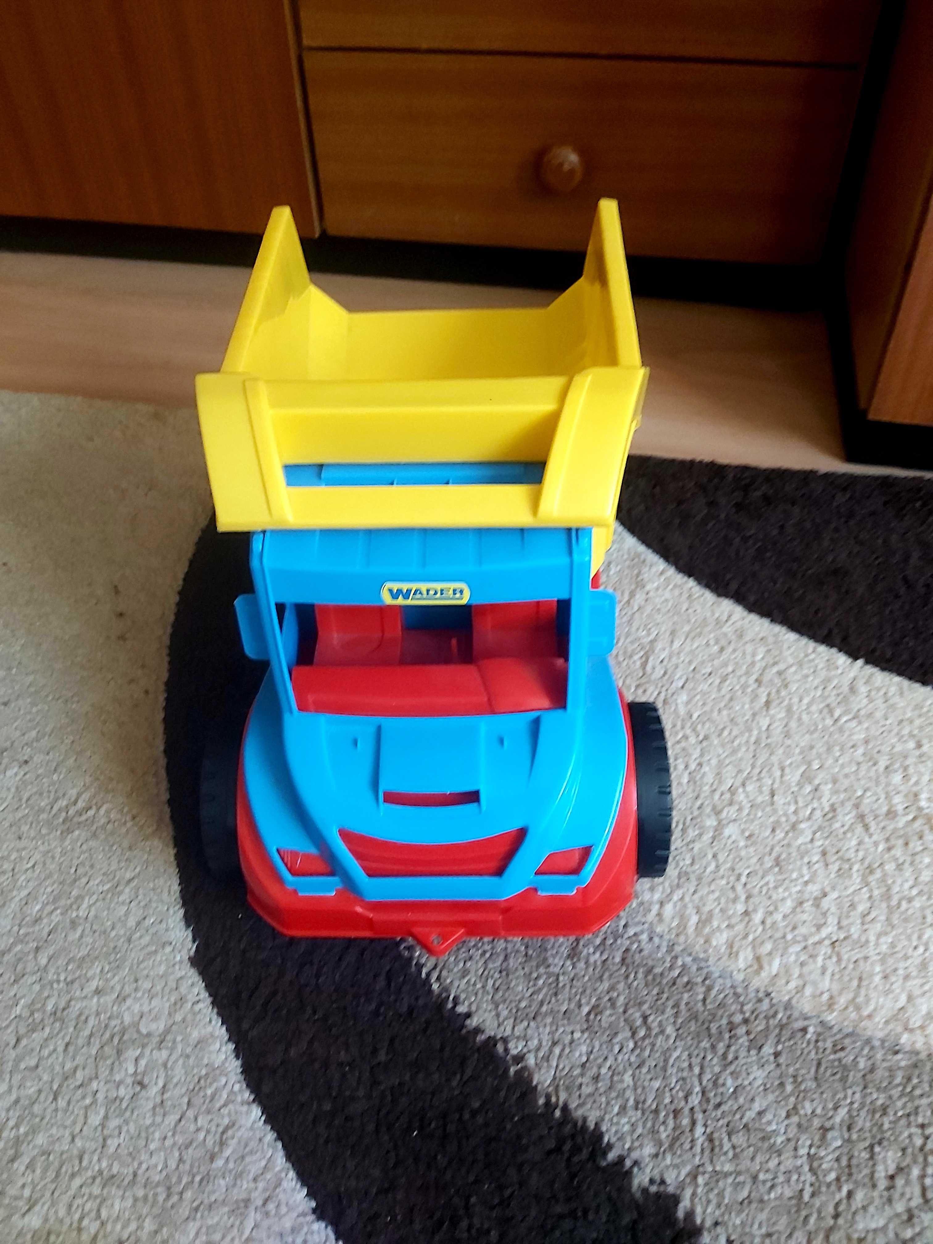 Duże auto zabawka wywrotka dla chłopca żółto niebieskie Wader