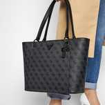 Monogram shopperka Guess szara czarny monogram shopper