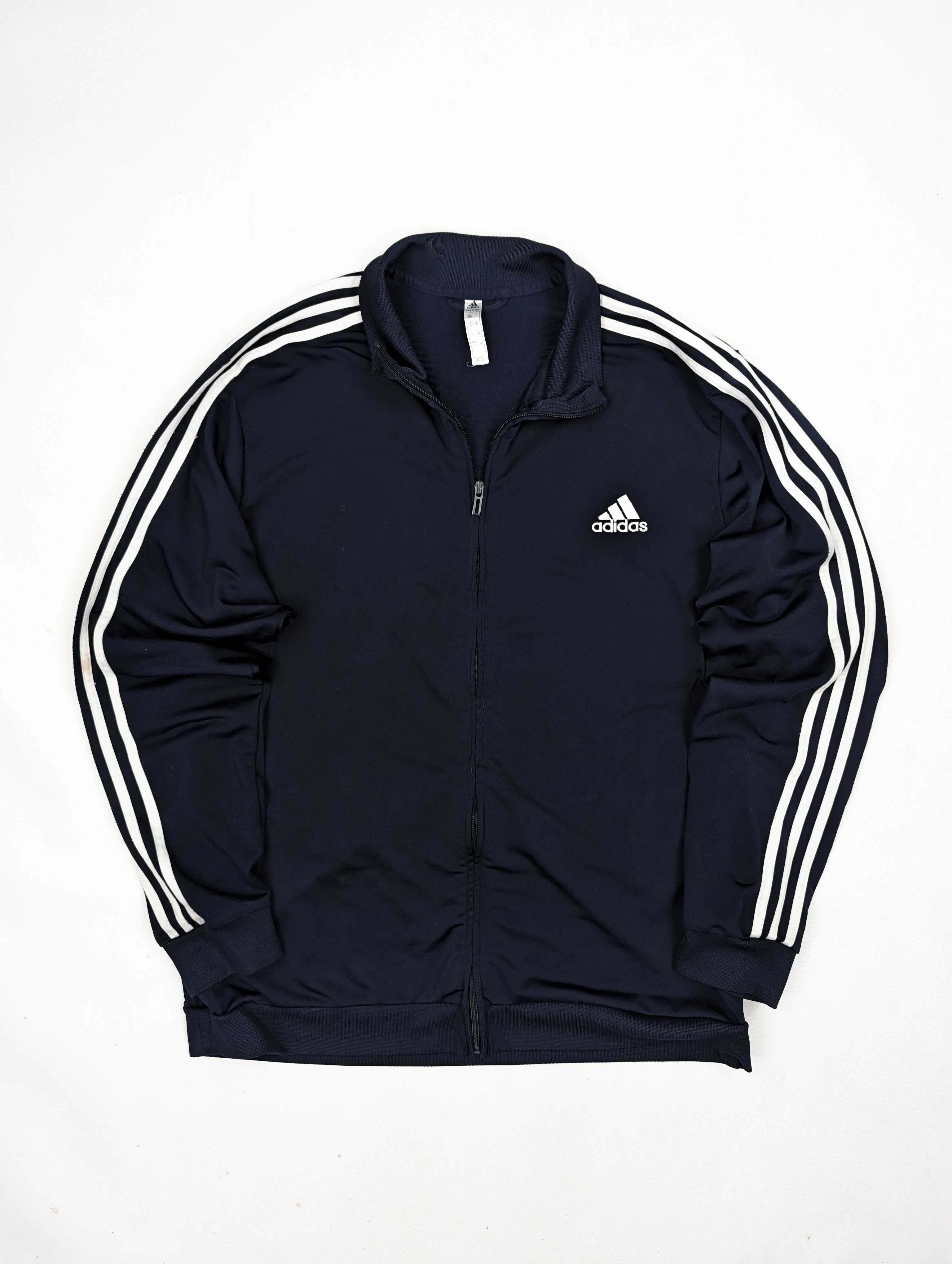 Adidas granatowa bluza z lampasami XXL logo