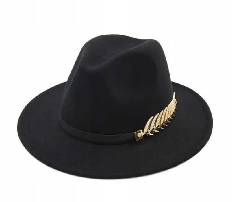 kapelusz damski klasyczny czarny rozmiar uniwersalny filcowy