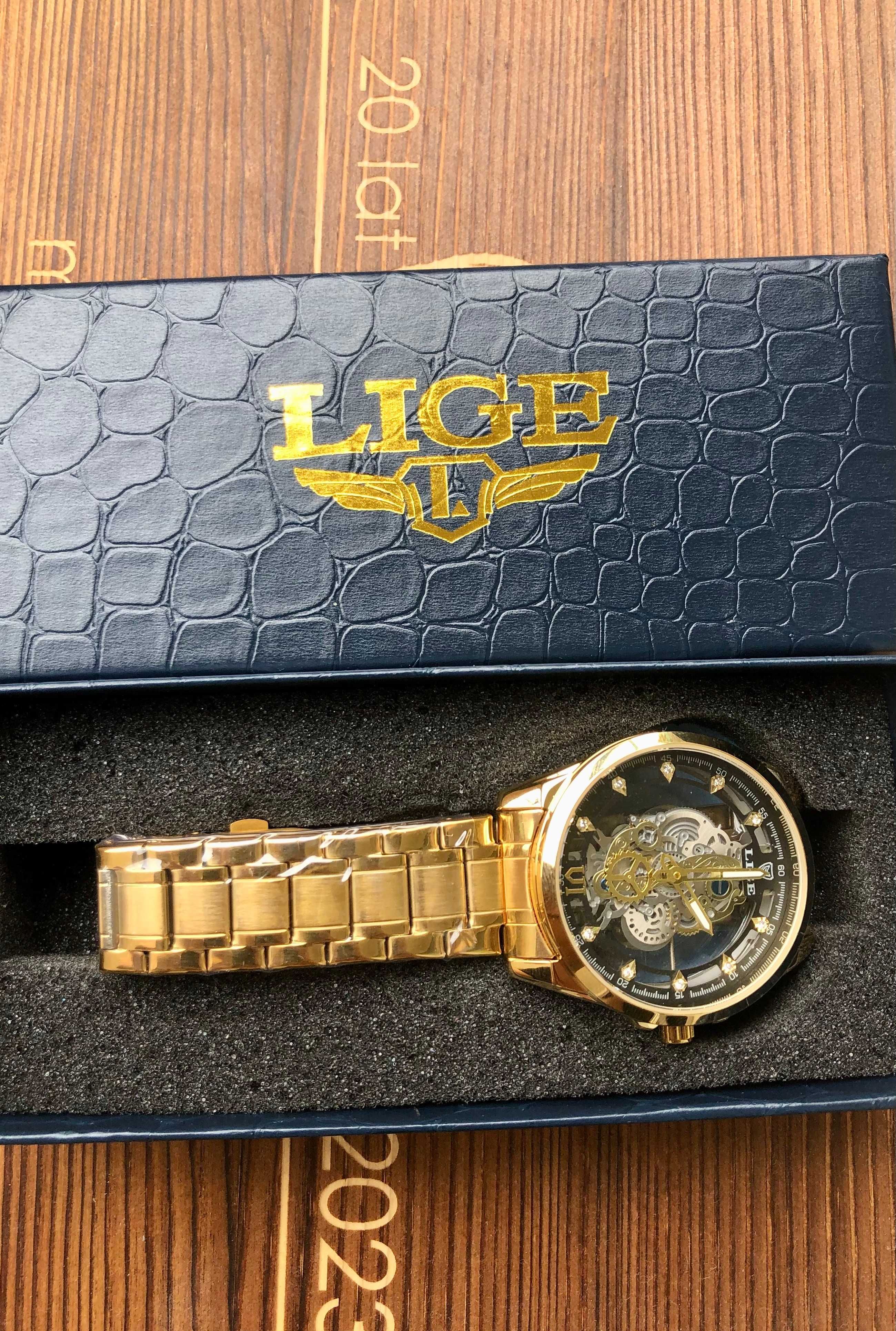 Elegancki Zegarek LIGE Retro w Kolorze Złotym z Dodatkami