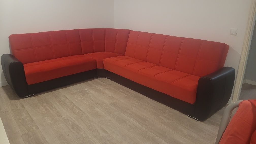 Sofá de canto modelo gel, cama com arrumação