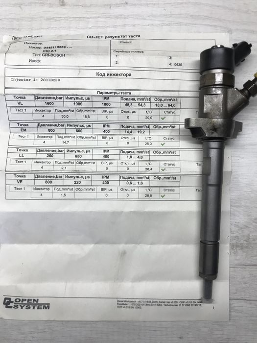 Форсунки Peugeot 308 Citroen Xsara Picasso 1.6 0445110259 Пежо Ситроен