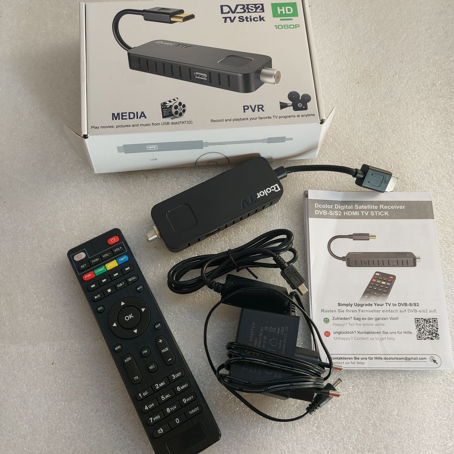 Tuner dekoder dvbt2 hevc mini stick tv