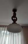 Drewniana lampa wisząca żyrandol PRL drewno