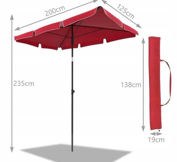 Parasol plażowy / ogrodowy/ balkonowy z możliwością pochyłu 200x125 cm