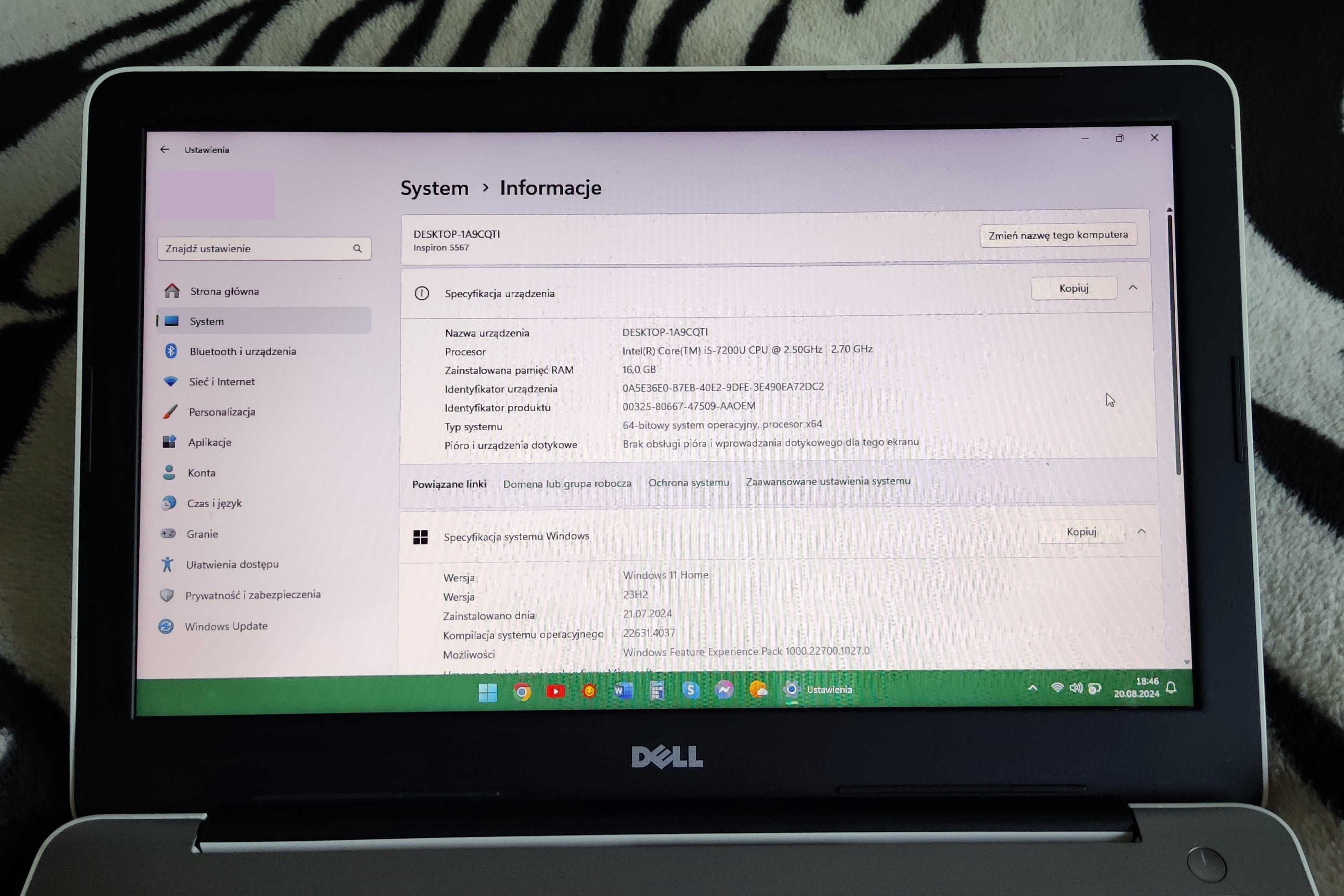 ORYGINALNA Taśma (5 sztuk) z DELL Inspiron 15. 100% Sprawne. Zadbane.