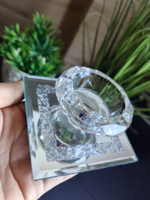 Świecznik lustrzany z brokatem na podgrzewacz Glamour