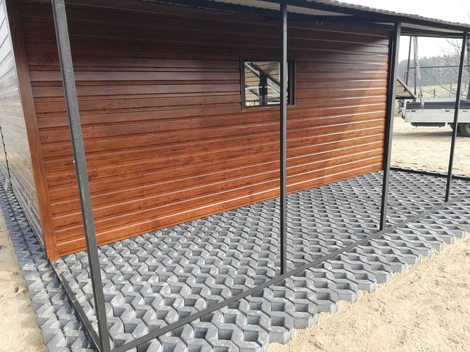 Garaż blaszany 4x5 +wiata. Antracyt, profil, Blaszak 5x5 4x6 PRODUCENT