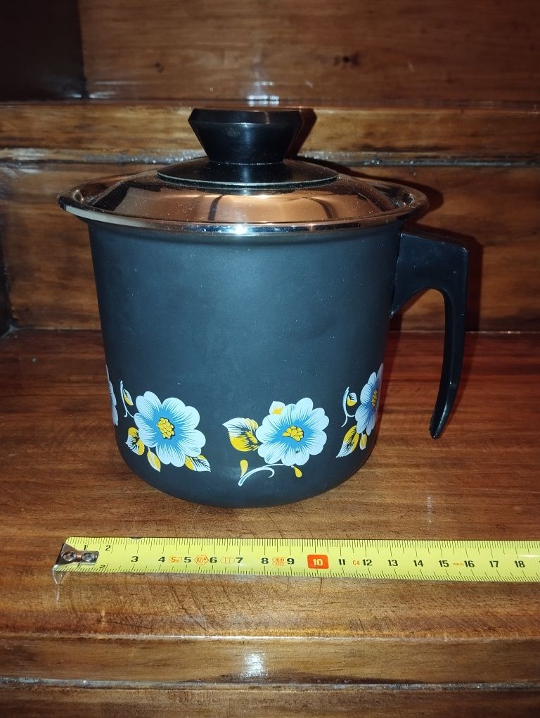 Conjunto tacho Fervedor de leite e sertã pintados