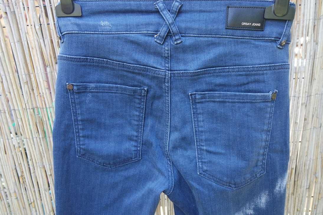 ORSAY spodnie jeans ciemne niebieskie jeansy przecierane Nowe 36/S