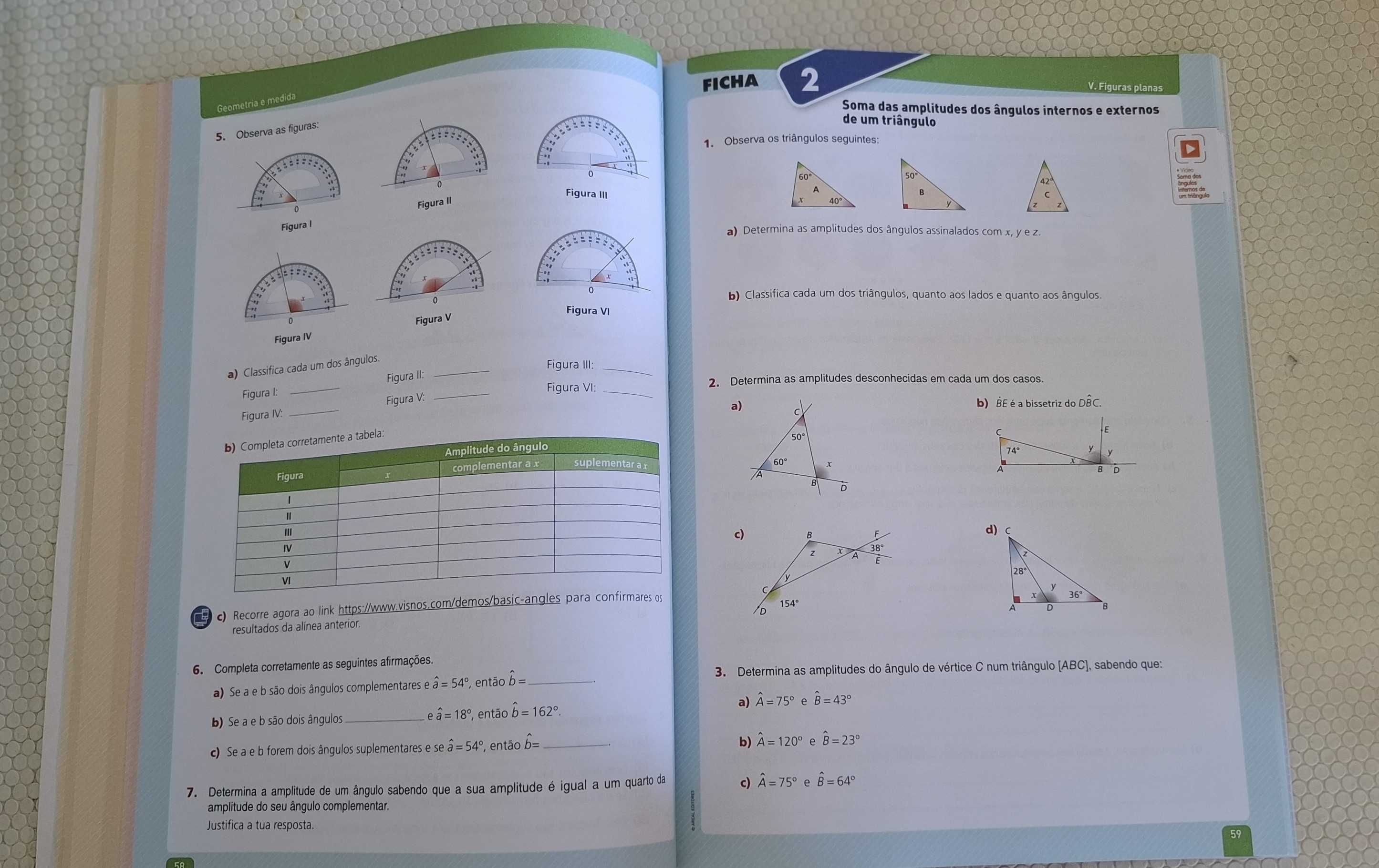 Fichas de Matemática 6 - 6.º Ano