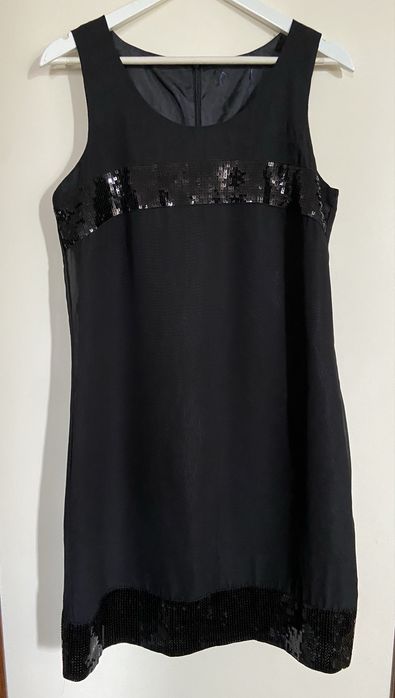 Czarna sukienka cekinowa wieczorowa Charles Vögele M/L ołówkowa