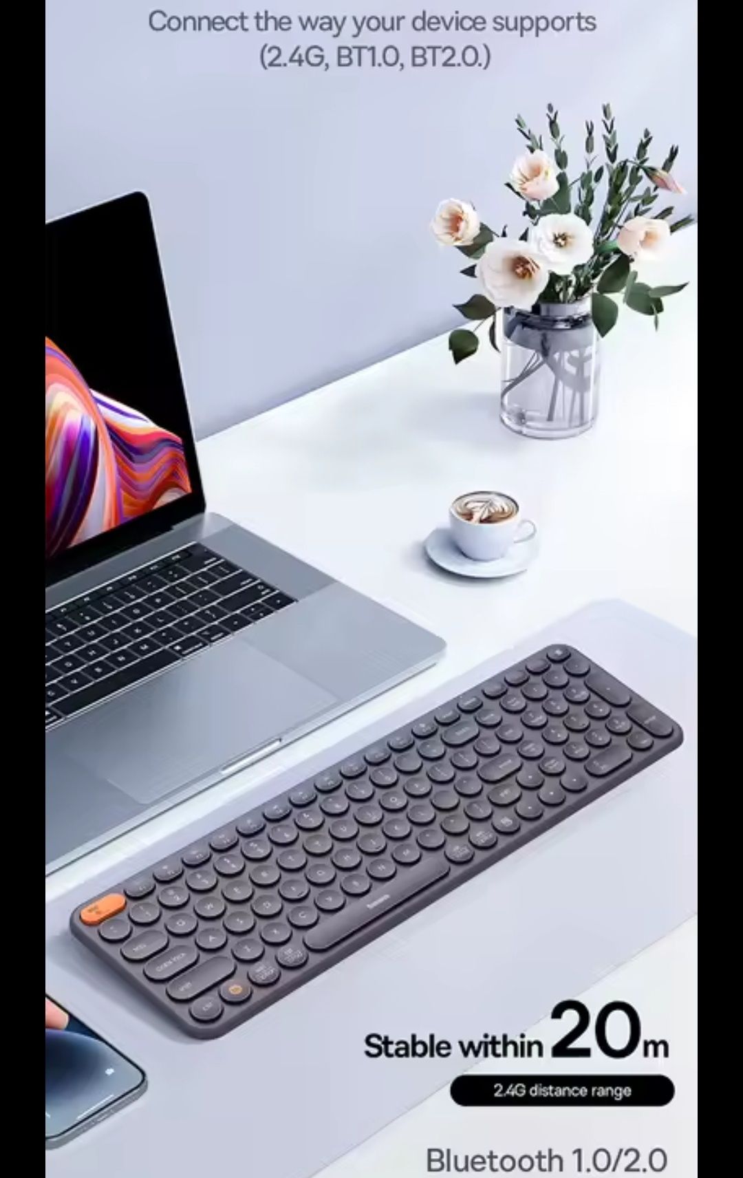 Bezprzewodowa Klawiatura Baseus K01B 3w1 Bluetooth 5.0 | 3.0 + 2.4GHz